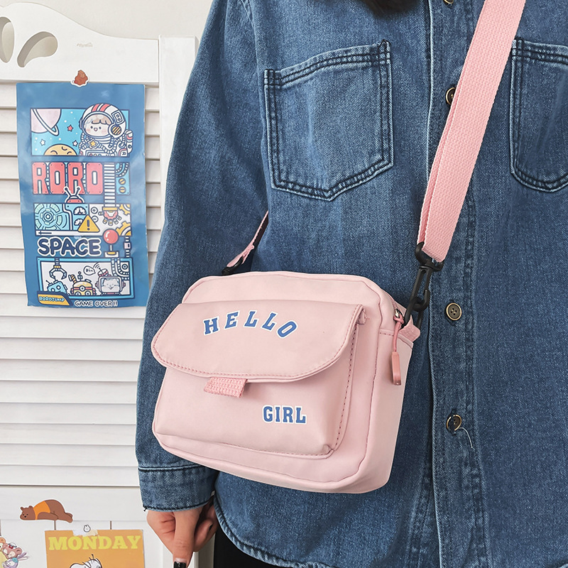 2022 Spring and Summer New Japanese Cute Versatile Casual Hello Girl Letter Students' Crossbody Bag Korean Style Shoulder Bag