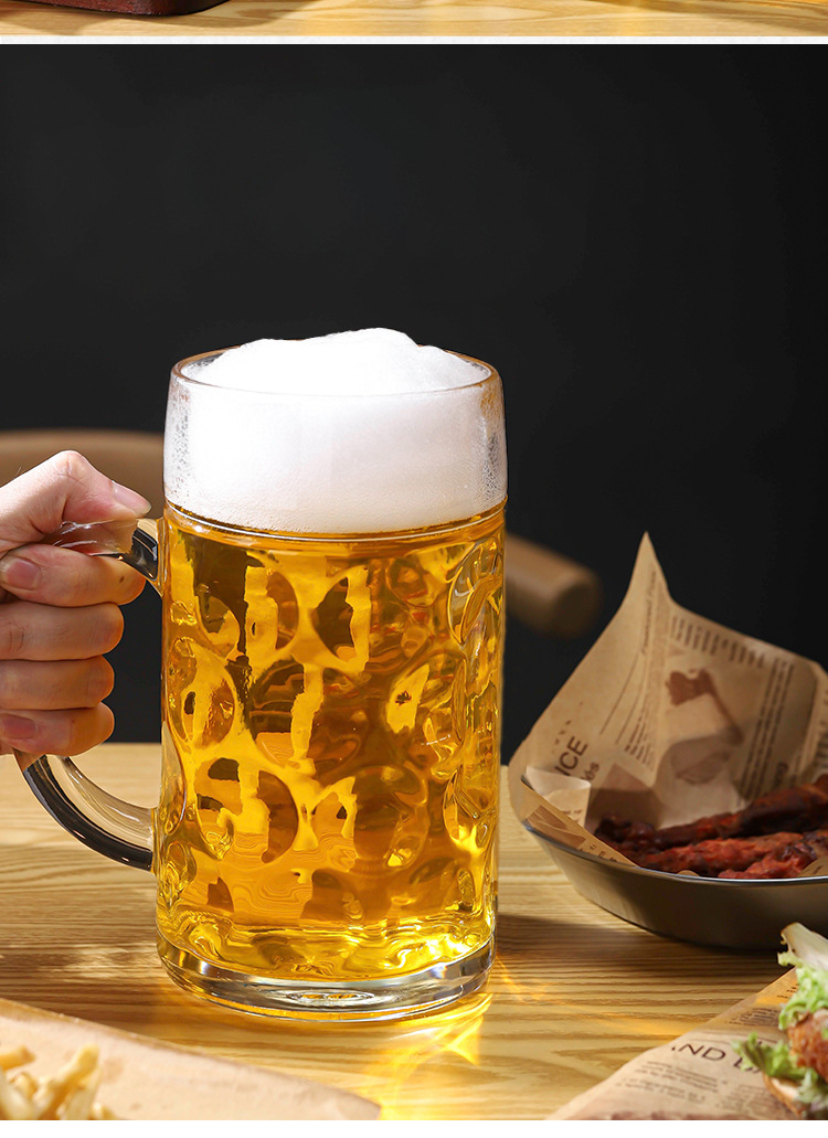 厂家供货慕尼黑0.5l大啤酒杯加厚1l啤酒杯大把杯可订制logo