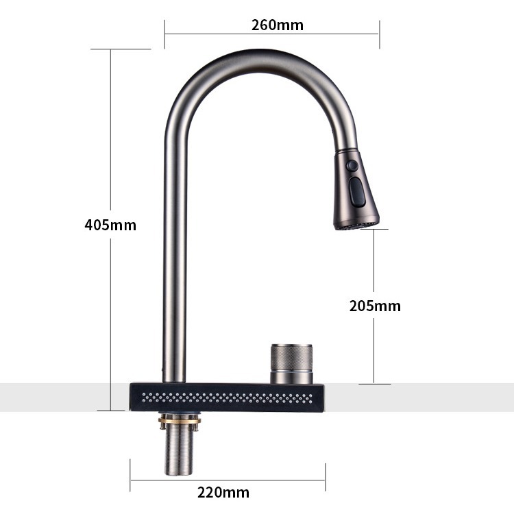 Kitchen Faucet Vegetable Basin Stainless Steel Pull-out Flying Rain Waterfall Single Hole Water Outlet Plate Sink Hot and Cold Rotating Water Tap