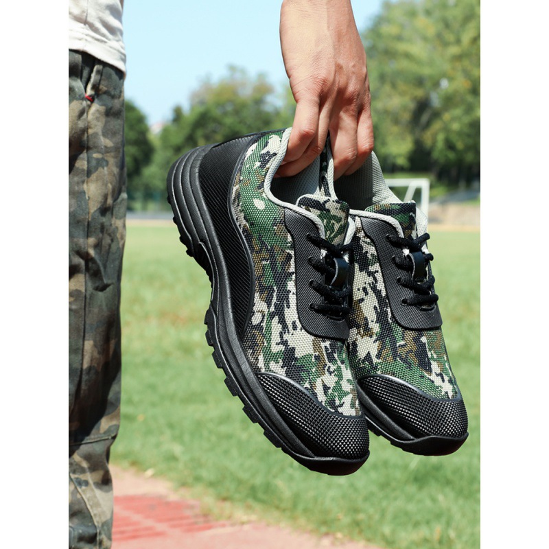 军训鞋解放鞋男迷彩胶鞋耐磨劳保鞋防穿刺民工工地干活帆布胶鞋热