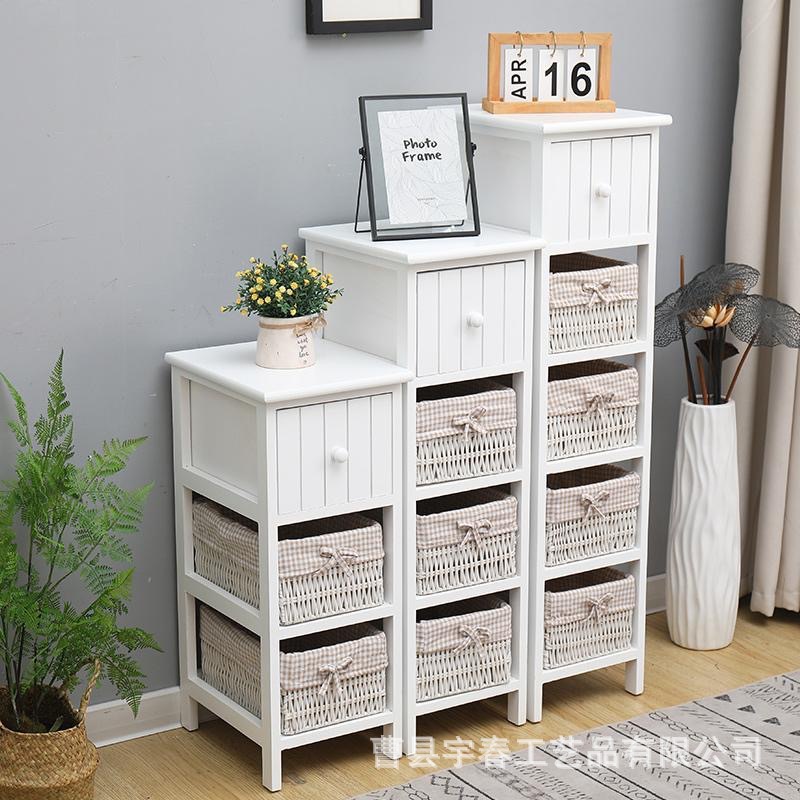 日系木质收纳柜小户型客厅靠墙多层储物柜卧室床头柜实木落地斗柜