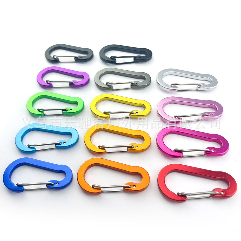 outdoor carabiner mountaineering s-shaped aluminum alloy fast hook no. 5 pear-shaped flat buckle steel wire spring quick buckle wholesale