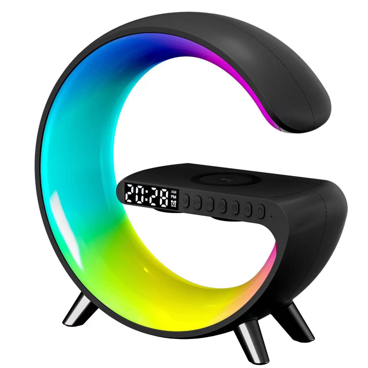 2023 Cross-Border Hot Indoor Bluetooth Speaker Wireless Charger Alarm Clock Large G Light Ambience Light Sunrise Call