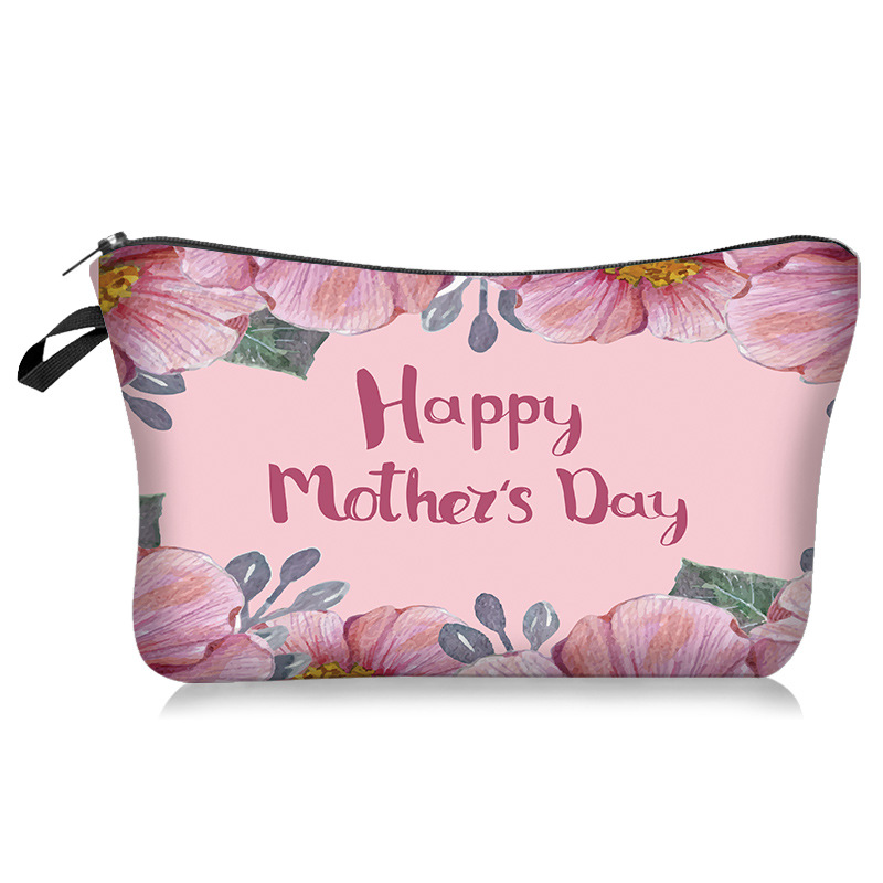 Cross-Border New Arrival Mother's Day Series Cosmetic Bag Handheld Storage Wash Bag Lazy Portable Travel Bag