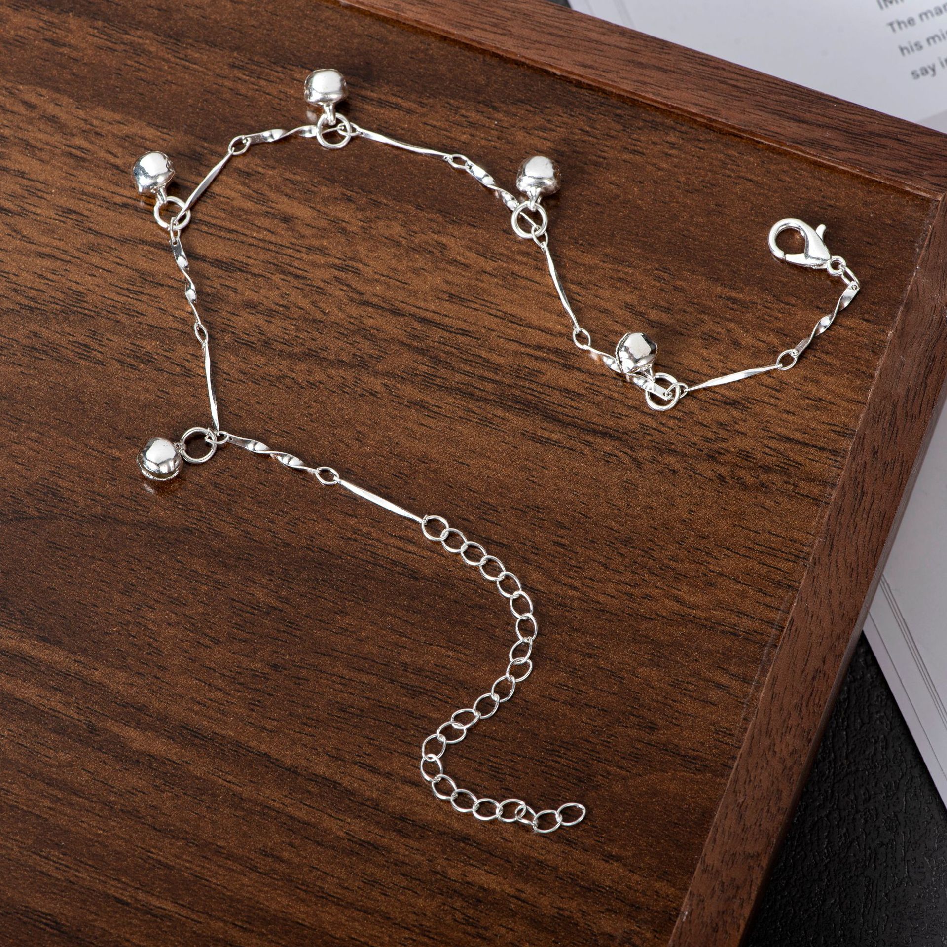 欧美跨境简单闪亮铃铛细脚链女个性百搭潮流银色脚饰饰品批发