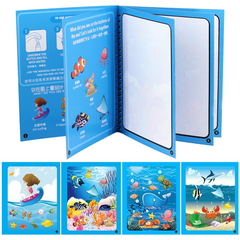 Children's Magic Water Painting Board Water Pen Repeated Graffiti Boy Puzzle Coloring Water Picture Book Early Education Painting