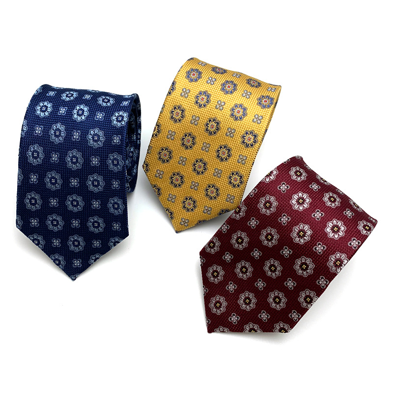 高档真丝领带 潮男正装商务休闲时尚复古花纹桑蚕丝领带手打8cm宽