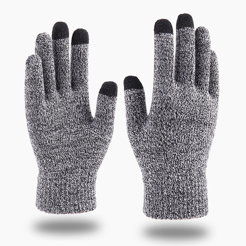 cross-border factory direct sales knitted gloves winter men‘s korean-style warm velvet padded thickened-finger wool touch screen gloves