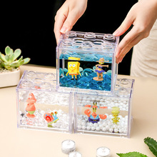 斗鱼鱼缸亚克力积木盒超小型家用桌面迷你透明缸亚克力鱼缸