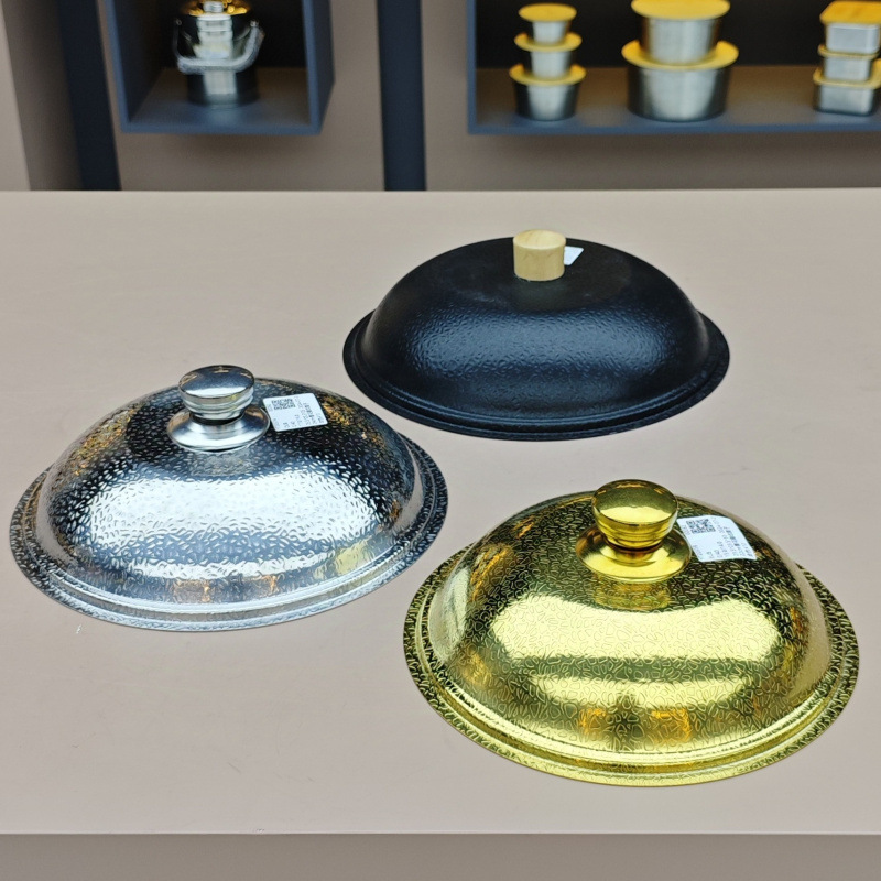 金色煎锅雪花锤纹干锅不锈钢日式加厚商用酒精炉寿喜烧平底海鲜盘