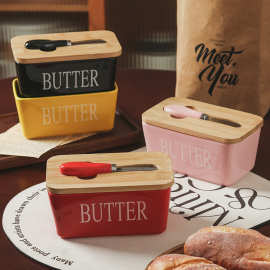 陶瓷黄油盘黄油盒牛油盘带刀餐厅牛油盒美区跨境专供牛油碟黄油碟