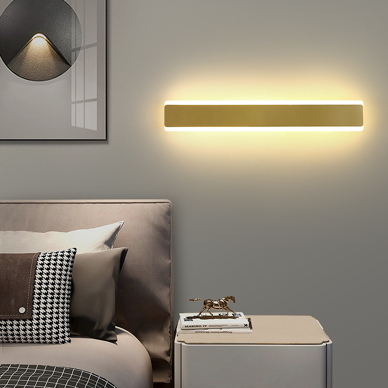 Nordic Modern Minimalist Living Room Long Wall Lamp Minimalist Line Bedroom Bedside Lamp Creative Open-Mounted Aisle Wall Lamp