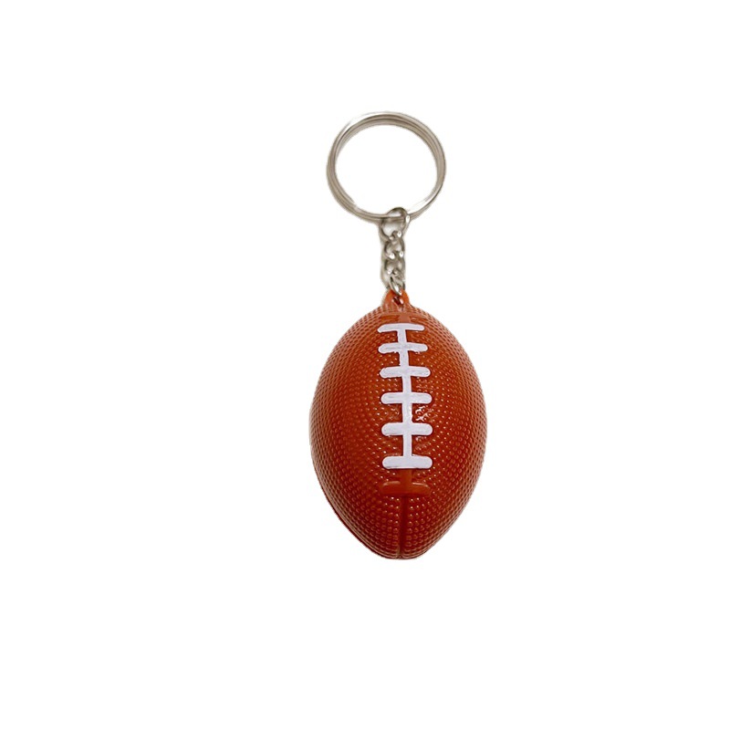 Cross-Border Creative Simulation Mini Rugby Keychain Key Ring Automobile Hanging Ornament Sports Games Small Gift