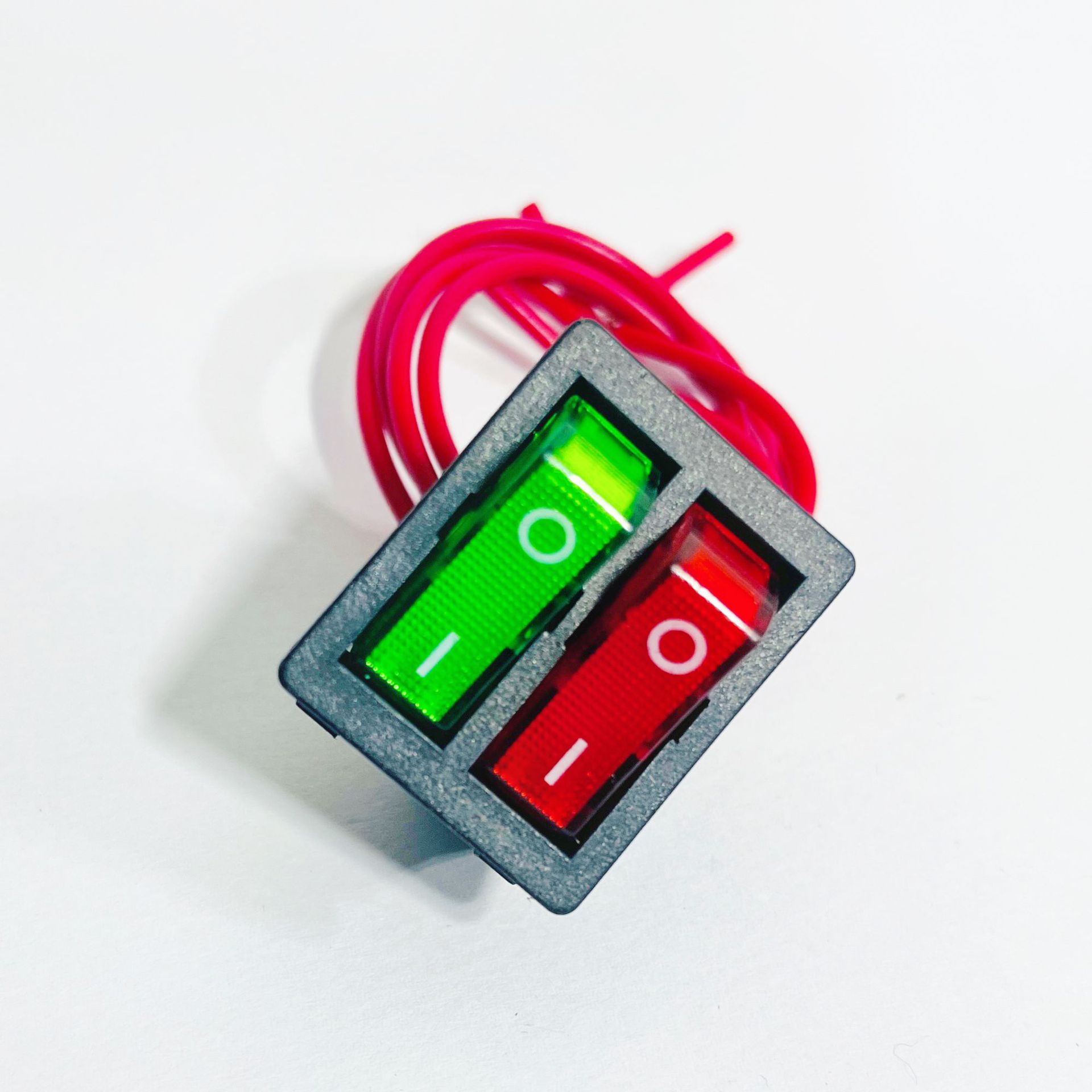 电动喷雾器电源开关 船型方开关圆形按钮总开关带线两脚 充电插座