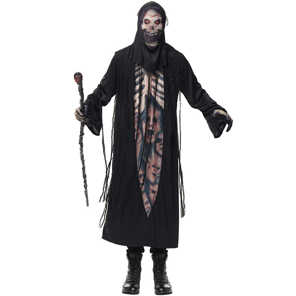 万圣节服装骷髅骨架长袍亚马逊新品 cosplay成人男鬼怪角色扮演服