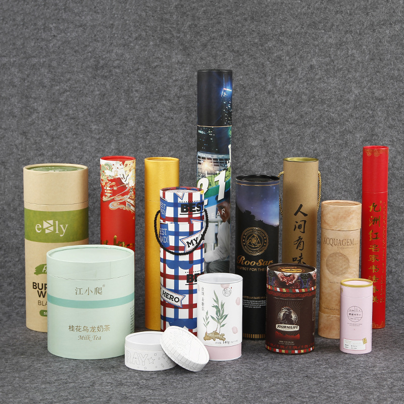烫金书画包装纸筒茶叶咖啡食品圆筒纸管牛皮纸手提纸筒印刷logo