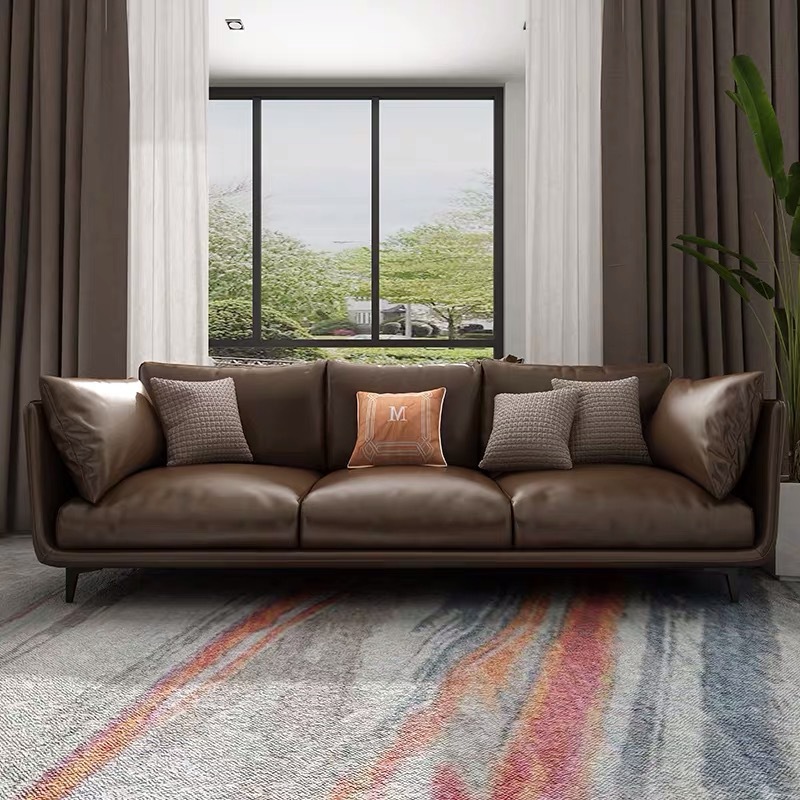 意式极简羽绒真皮沙发现代简约家具北欧轻奢三人位客厅整装小户型