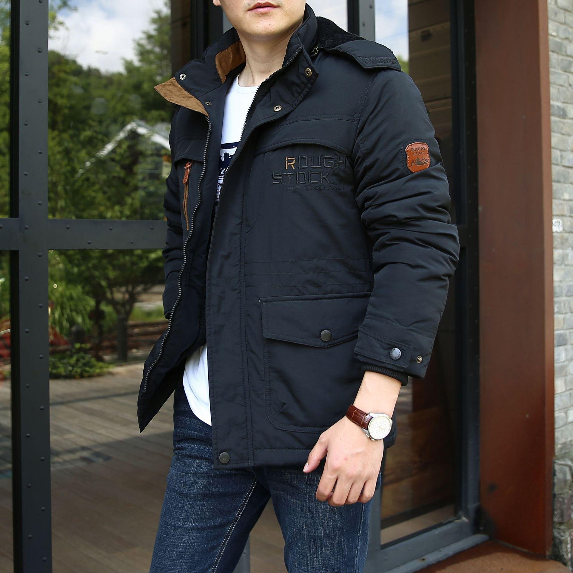 张同学同款大码棉衣外套男冬季宽松中长款棉服加绒加厚棉袄工装服