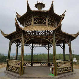 竹凉亭休闲凉亭景区双层竹亭农家乐凉亭竹长廊仿古多角造型茅草亭