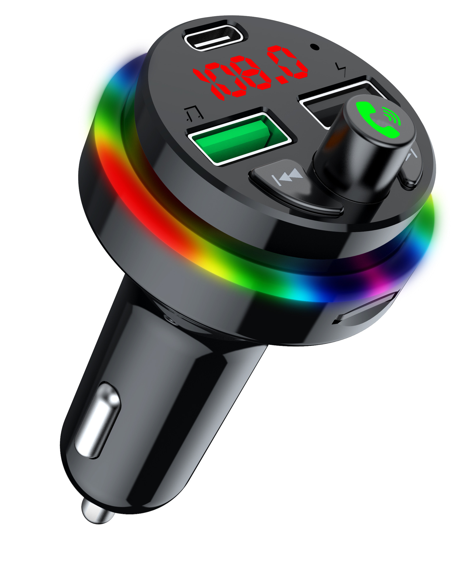 Car MP3 Bluetooth Player Seven-Color Ambience Light FM Transmitter U Disk TF Card Expansion F17usb Car Charger F16