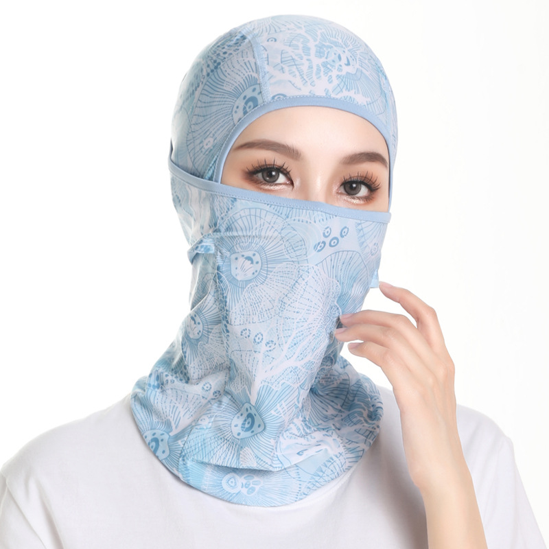 夏季防晒骑行头套防紫外线面罩护脸罩游泳脸基尼女遮阳帽子头巾薄