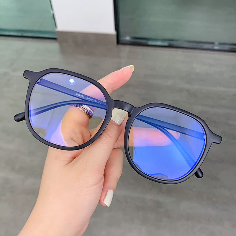 Anti-Radiation Anti-Blue Light Net Red Big Black Frame Glasses Female Korean Style Trendy Tr90 Myopia Empty Frame Eyes Male Plain Light 2033