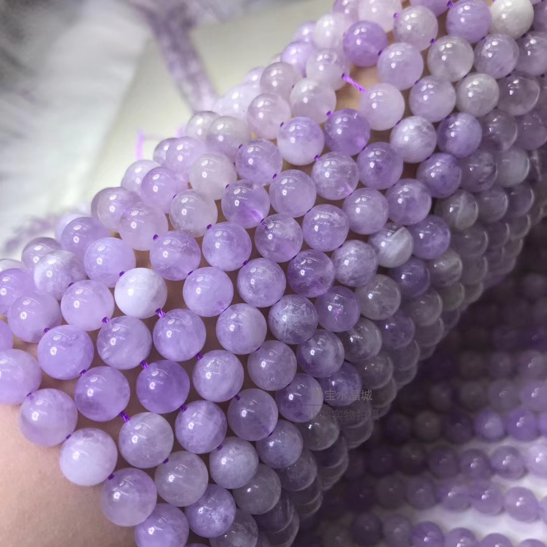 2mm--12mm 天然薰衣草紫水晶圆珠散珠 紫晶半成品长链 薰衣草水晶