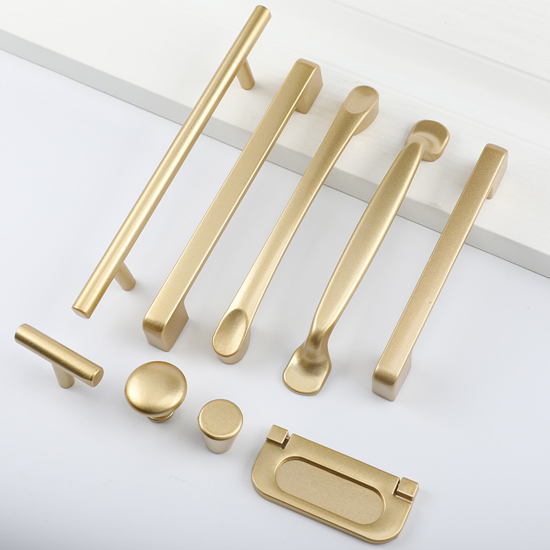欧式衣柜拉手五金 衣柜门把手 北欧柜子拉手轻奢金色抽屉单孔拉手