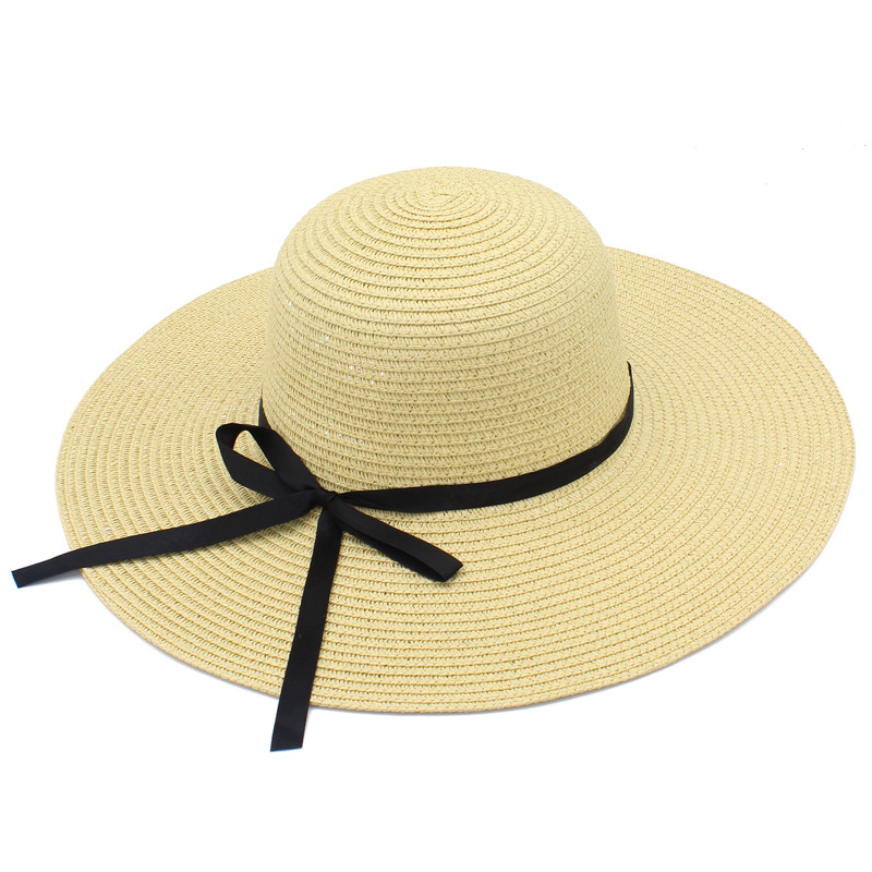 Summer Korean Style Fresh Sun Protection Sun Hat Female Super Large Brim Foldable Straw Hat Seaside Wide Brim Stylish Beach Hat