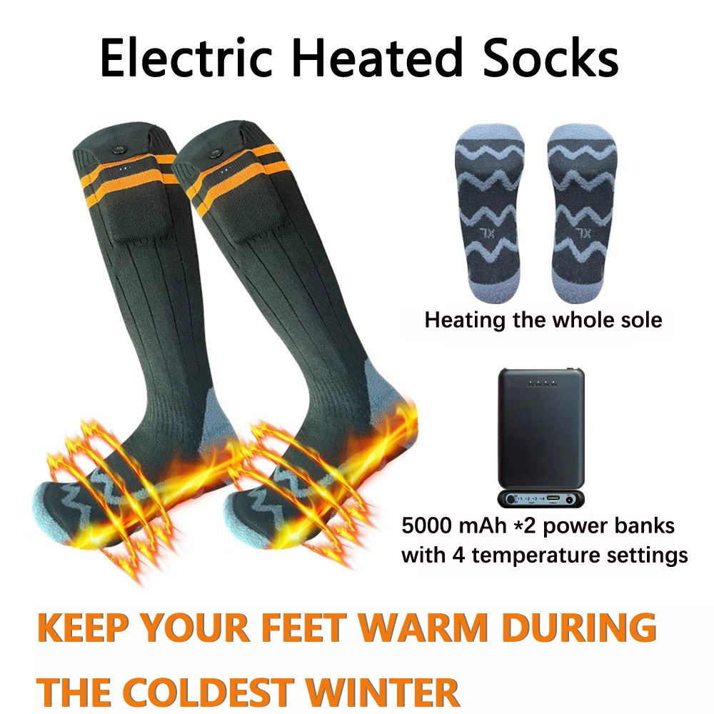 现货5000mAh全脚掌电热袜子电热保暖发热袜子户外滑雪电热袜子