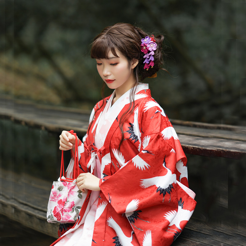 日本和服羽织外套开衫改良版日式和服正装秋冬后料不易皱材质套装