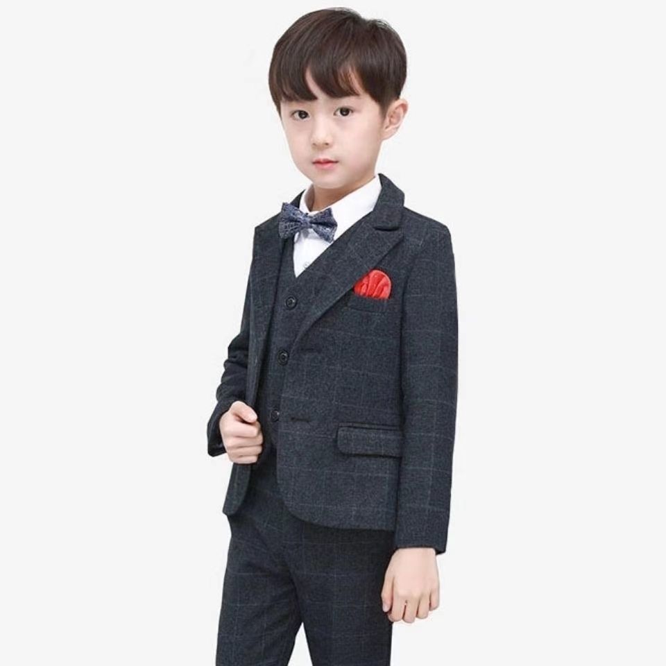 儿童西装套装帅气男童花童礼服钢琴演出服中大童小男孩西服外套冬