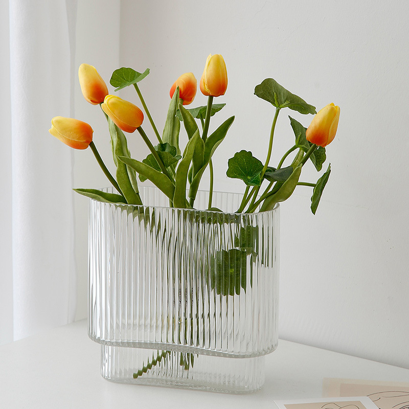 宽口创意花瓶摆件客厅插花ins风北欧轻奢水养鲜花干花玻璃插花瓶