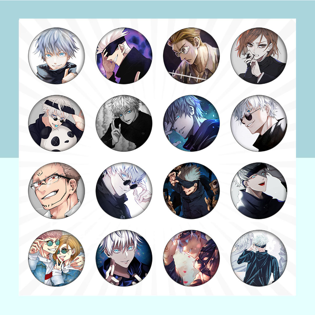 动漫徽章 咒术回战 周边虎杖悠仁五条悟卡通 圆形胸章马口铁镜子