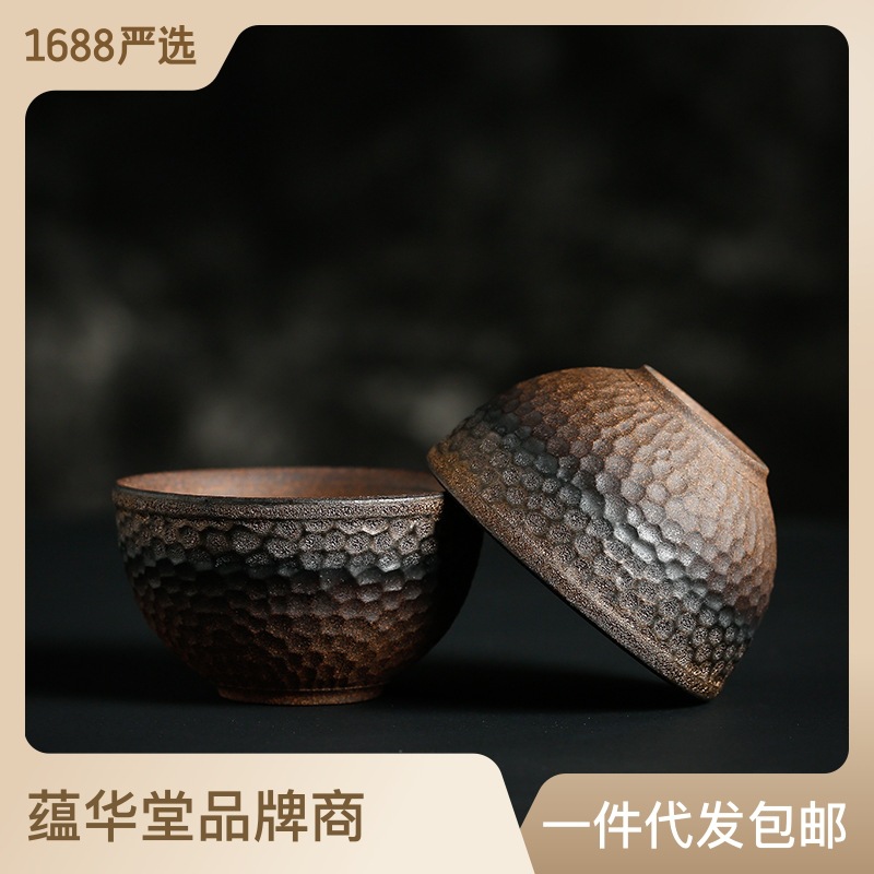 japanese style coarse pottery tea cup handmade retro ceramic cup tea bowl master cup single cup ceramic kung fu tea cup