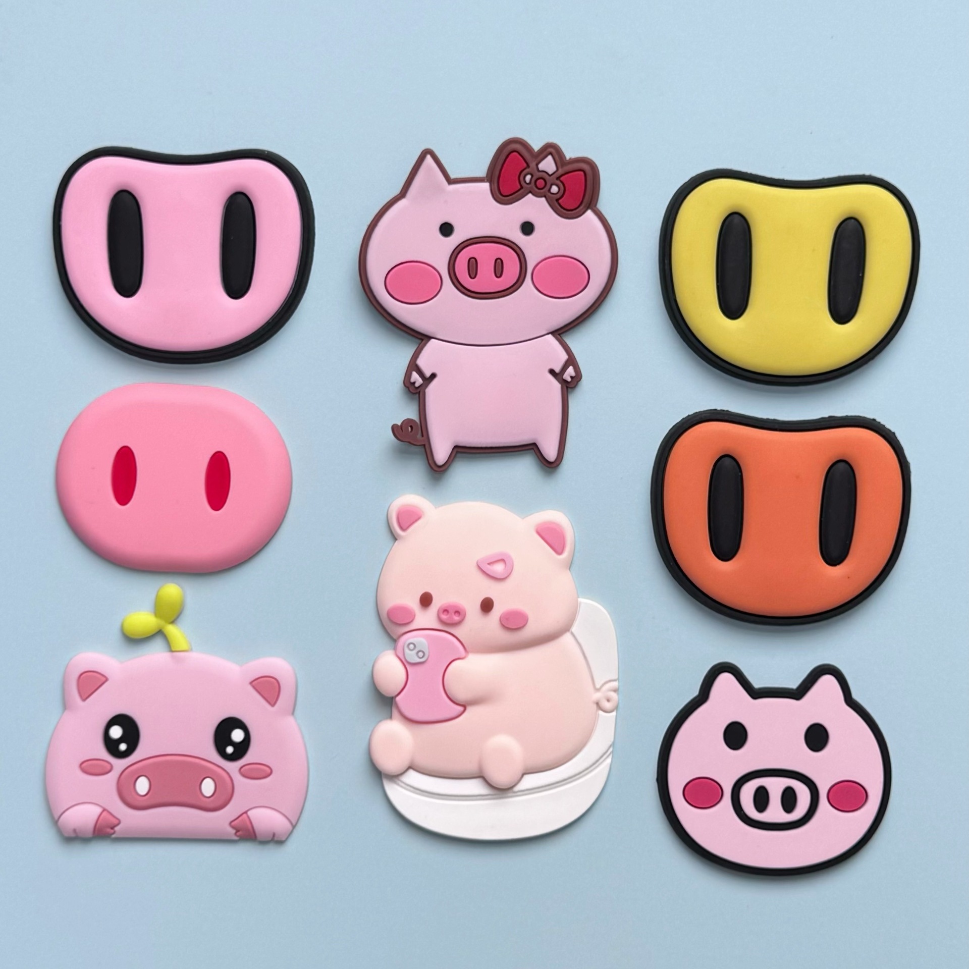 pvc软胶贴片卡通猪鼻子小猪手机平板壳饰品家居diy汽车防撞贴饰品