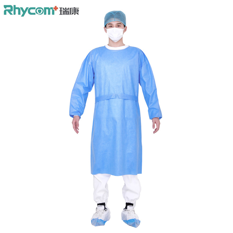 一次性防水加强无纺布反穿隔离衣全身连体蓝色实验参观服跨境品质