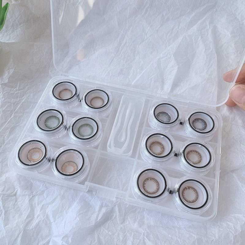 特卖多副装透明美瞳伴侣盒隐形近视眼镜盒六副装按压大容量收纳盒