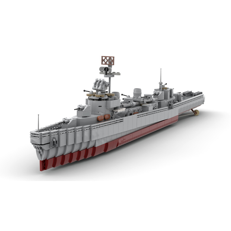 跨境兼容乐高积木moc-124716美国弗莱彻级驱逐舰1:200模型玩具