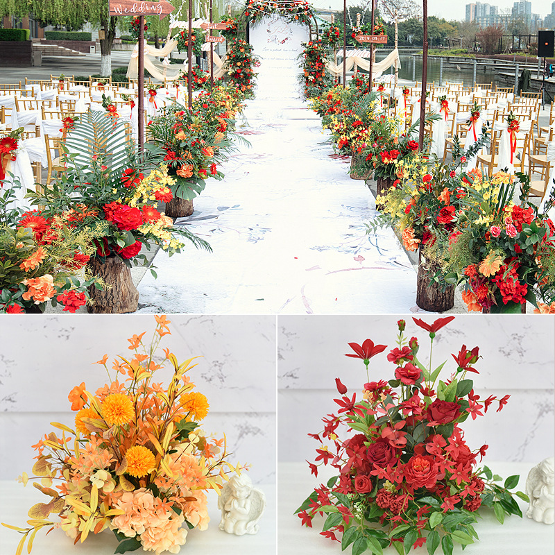 婚庆仿真花艺路引花t台路引花球婚礼堂布置商场酒店软装饰花摆件