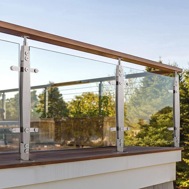 简约楼梯扶手不锈钢立柱别墅栏杆阳台走廊围栏钢化玻璃护栏-阿里巴巴