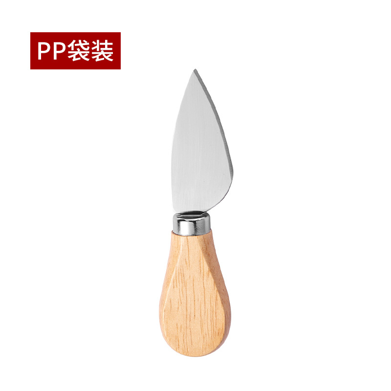 Stainless Steel Cheese Knife 4-Piece Set Rubber Wooden Handle Cream Cutter Pizza Cheese Knife Fork Cheese Knife Set