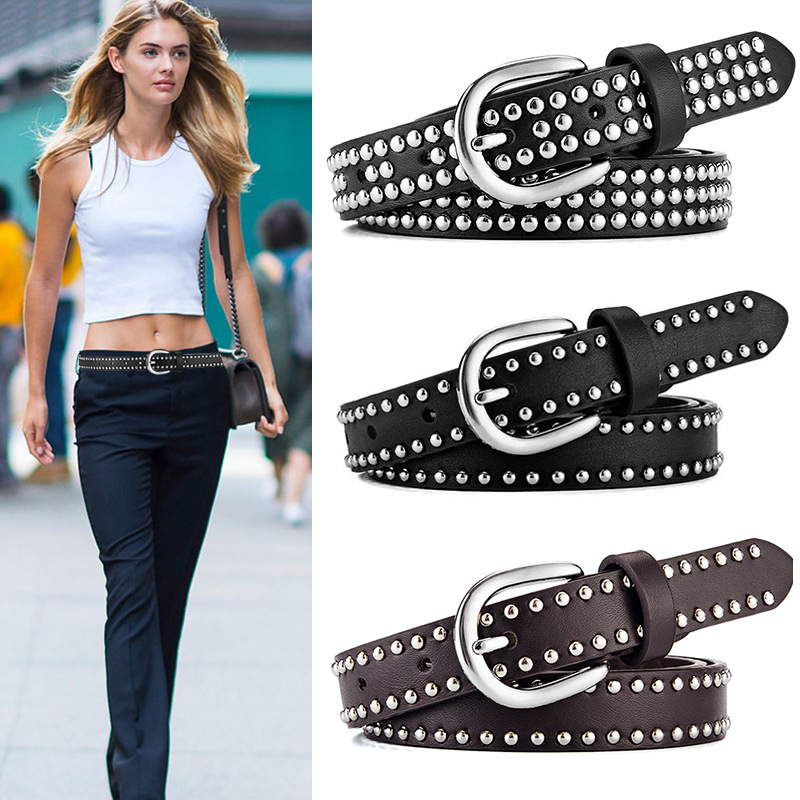 European and American Punk Metal Claw Bead Belt Men's Alloy Pin Buckle Rivet Belt Casual All-Matching Pants Belt Women's Wholesale