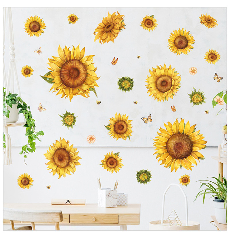 向日葵太阳花教室儿童房客厅沙发背景墙踢脚线装饰美化墙贴纸贴画