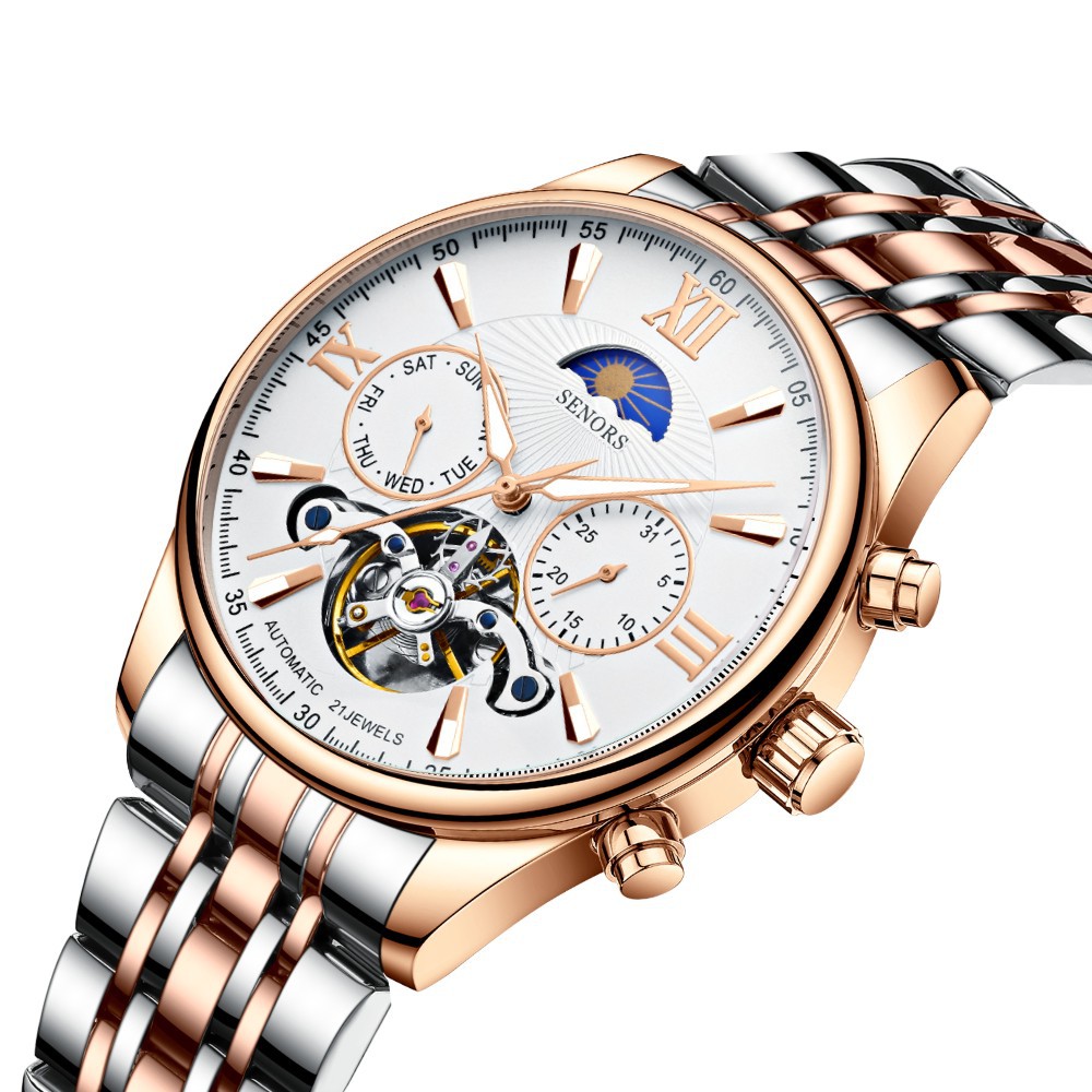 赛娜斯男士机械商务钢带手表全自动机械手表抖音爆款厂家现货批发