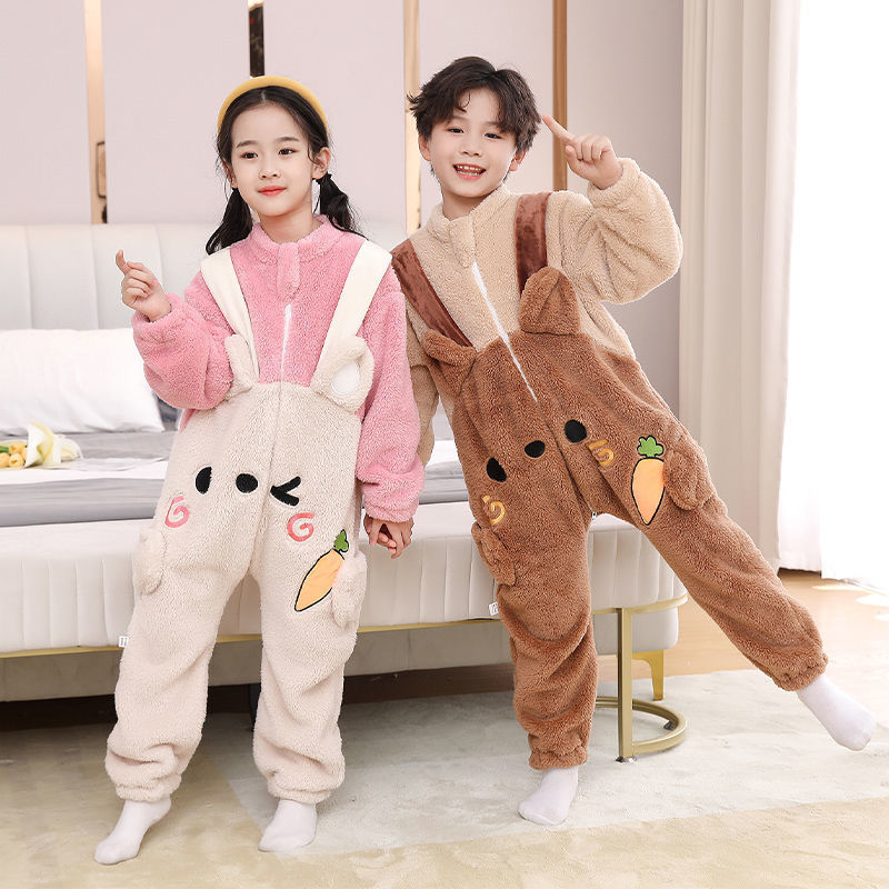 睡袋儿童秋冬款男孩宝宝连体睡衣3到6岁15中大童女孩珊瑚绒防踢被