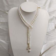 珍珠项链长款复古法式双层锁骨链简约小众毛衣链高级感女网红项饰