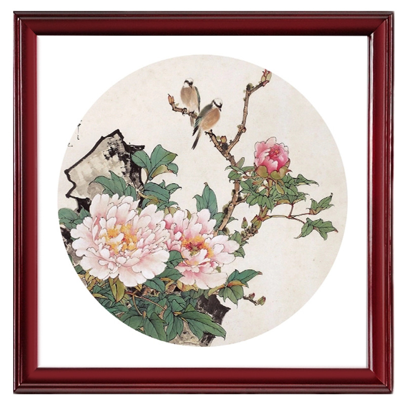 批发挂墙式实木相框2833384050425圆形软卡宣纸字画书法手工装裱