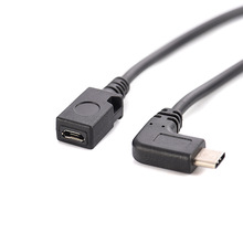 90度弯头USB Type C公对micro5p母手机数据延长充电线 转接加长线