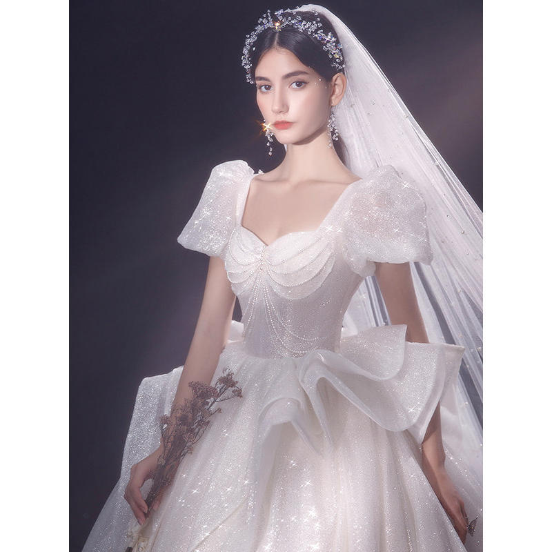 主婚纱2022新款新娘超仙高档拖尾高级质感宫廷法式在逃公主风冬季